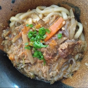 豚汁リメイク♪あったか豚汁カレーうどん